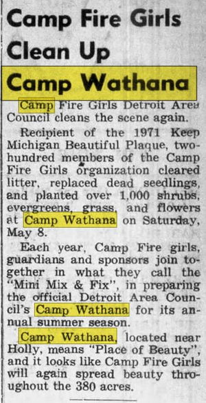 Camp Wathana - May 20 1971 Article (newer photo)